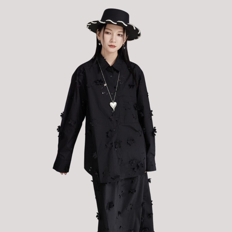 3D Hollow Cut Floral Shirt