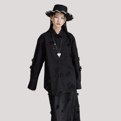 3D Hollow Cut Floral Shirt