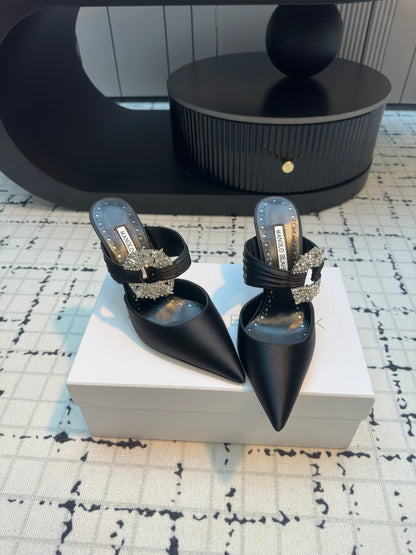 Manolo Satin Maidugura Mules 90mm Black Satin