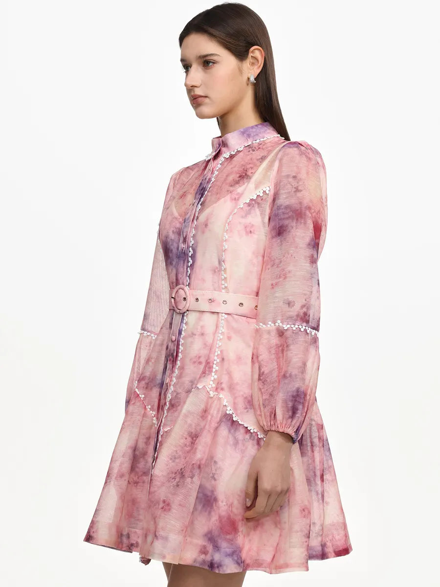 Hazel Flowy Long Sleeve Floral Print Woven Mini Dress