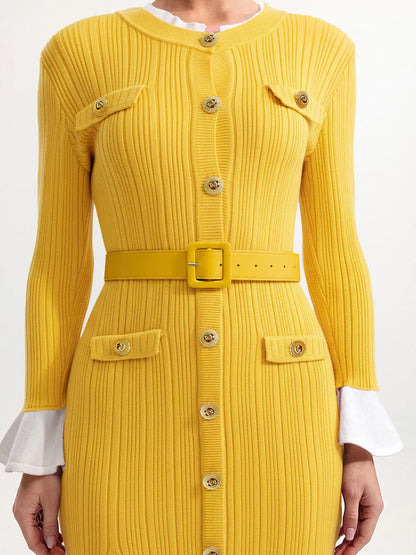 Mariana Classic Round Neck Long Sleeve Knit Maxi Dress