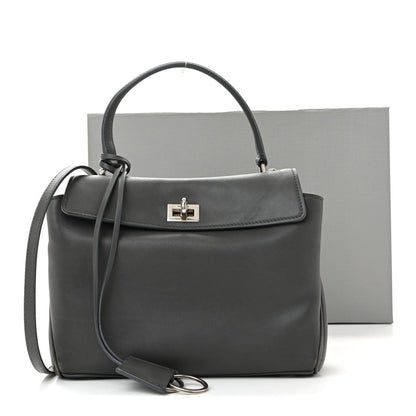 Natural Smooth Calfskin Mini Rodeo Top Handle Handbag Grey