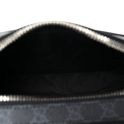 GG Supreme Monogram Calfskin Web Medium Messenger Bag Black Grey