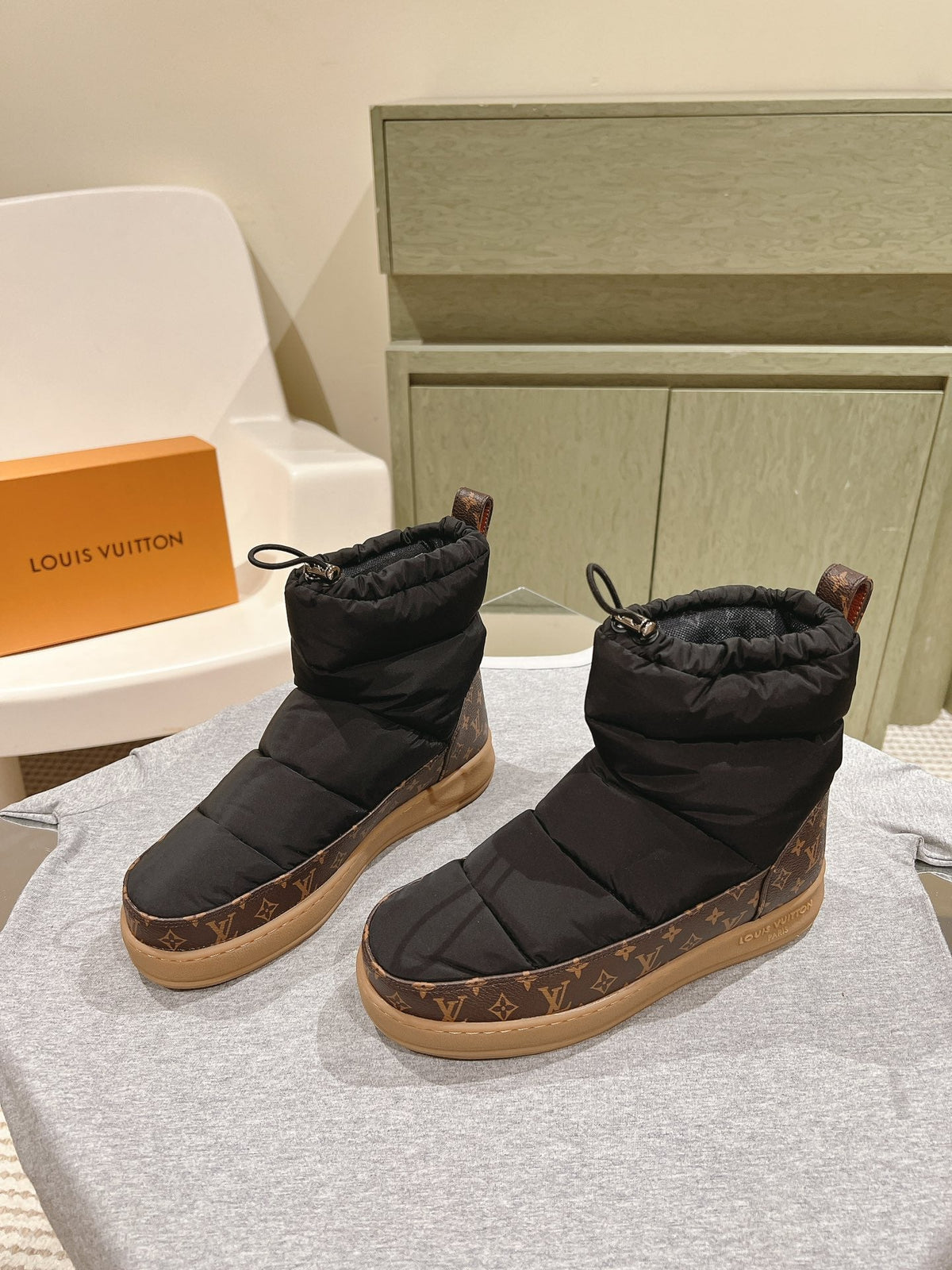 LV Cloud Ankle Boot Sneaker Black Nylon Monogram Canvas