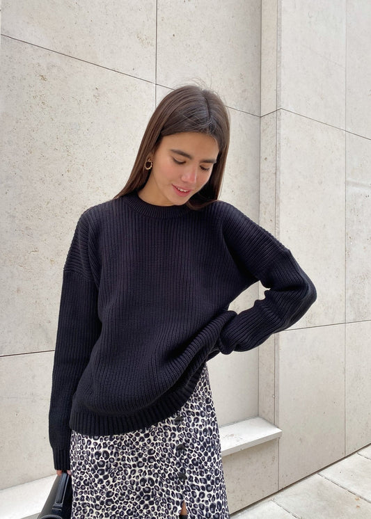 Round Neck Oversized Sweater Soft Fabric