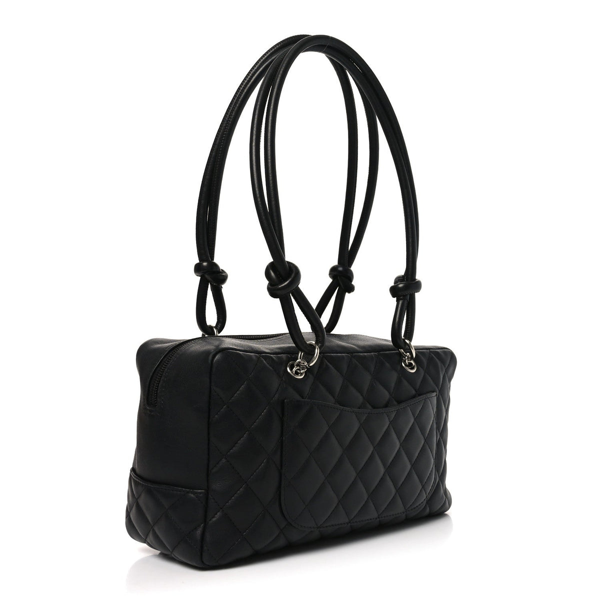Calfskin Quilted Large Cambon Bowler Black White