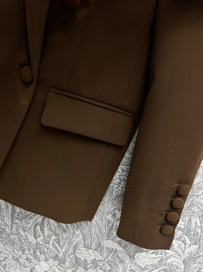 YSL 25 Suit Jacket Brown Wool Cotton