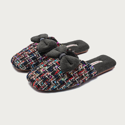 Trendy Bow Knot Thicken Plush Indoor Slippers