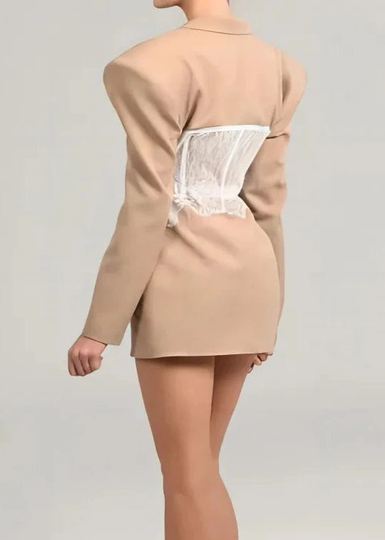 Contrast Lace Blazer Suit Premium Fabric