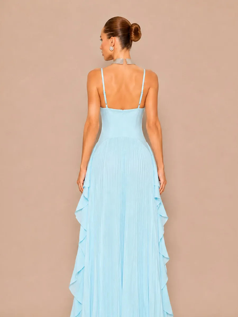 Ines Pleated Tulle Camisole Maxi Dress