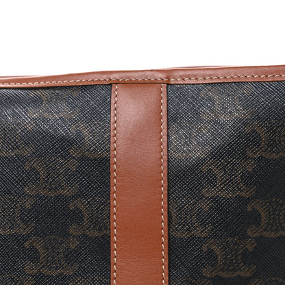 Triomphe Canvas Calfskin Small Bucket Bag Tan