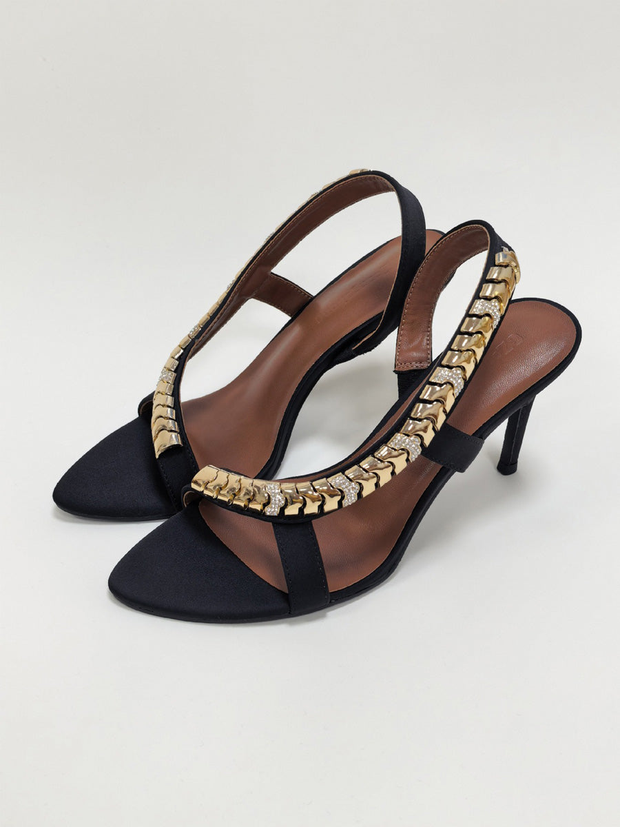 Eloise Rhinestone Side Cutout High-Heeled Sandals