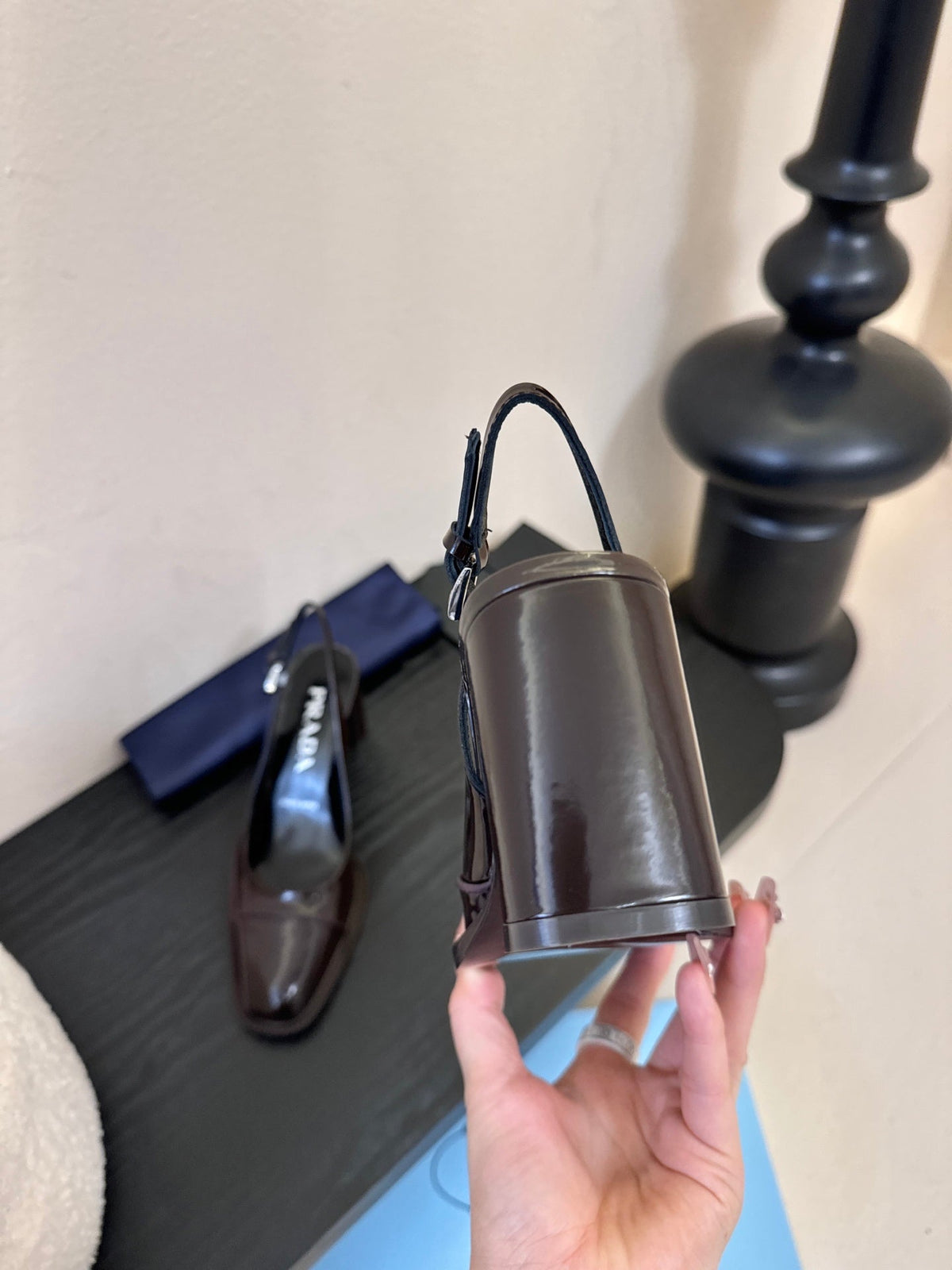 PRADA New Slingback Pumps Dark Brown in Goatskin 580378