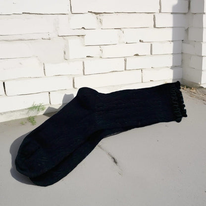 Rufia - Solid Color Picot-Edge Ankle Socks