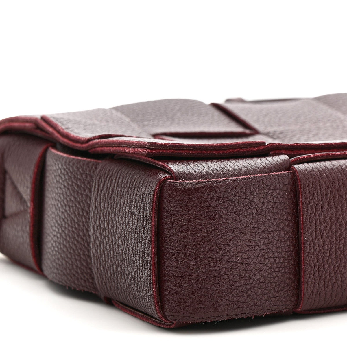 Grained Calfskin Maxi Intrecciato Cassette Crossbody Bag Bordeaux