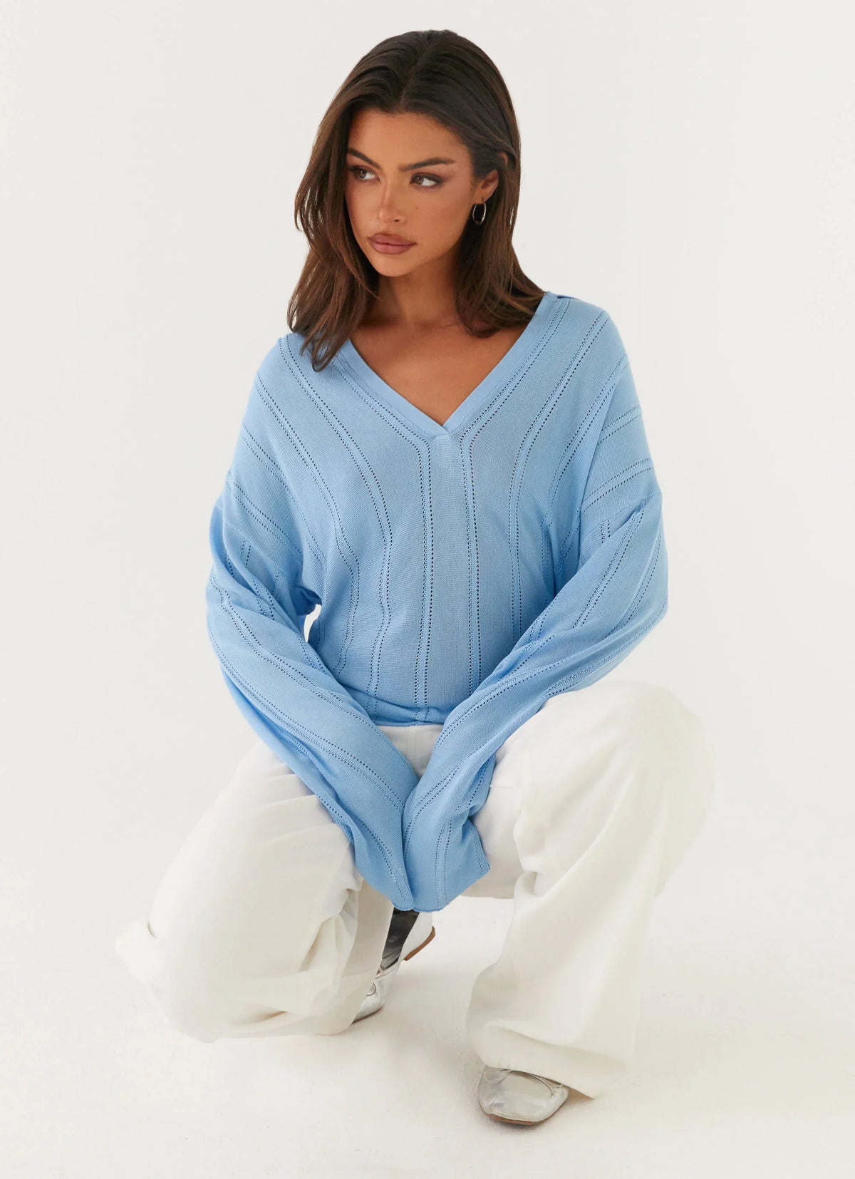 Annie Knit Polo Top - Blue