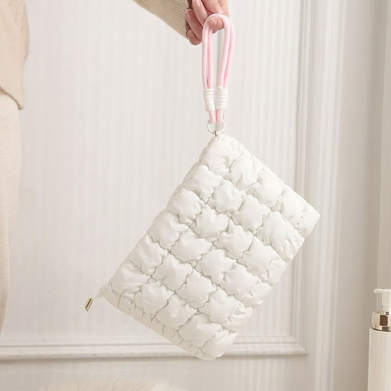 Puffer Quilted Solid Color Portable Cosmetic Bag