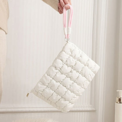 Puffer Quilted Solid Color Portable Cosmetic Bag