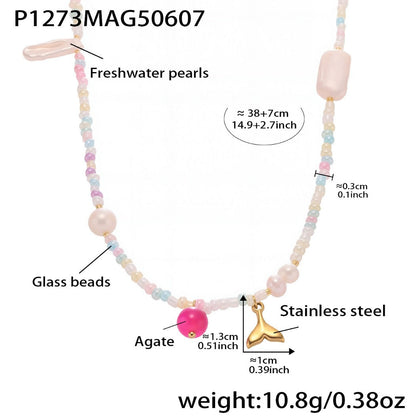 Bauai - Colorful Flat Bead Pendant Necklace - Elegant &amp; Charming