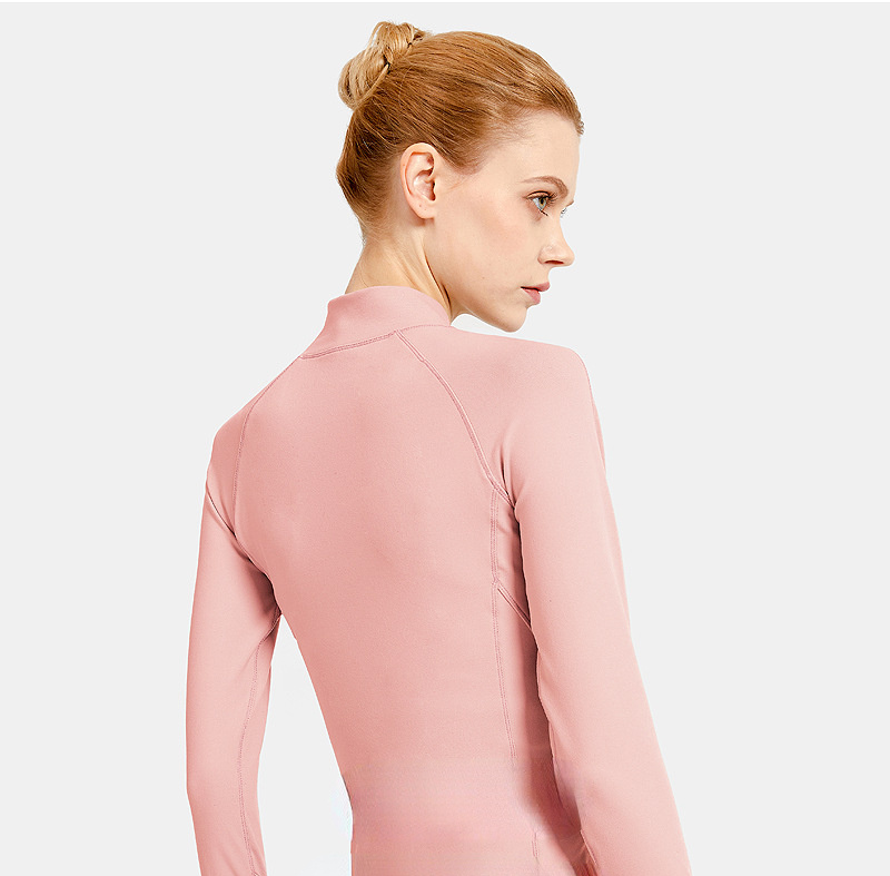 Fitness Yoga Wear Women'S Stand-Up Collar Zipper Slim Long Sleeve Outdoor Running Breathable Quick-Drying Sports Yoga Top
