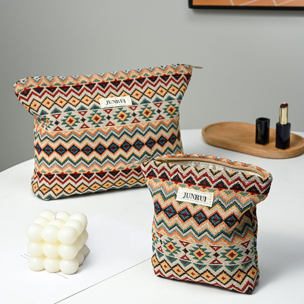 Cosbai - Boho Chic Clutch Makeup Bag With Zipper