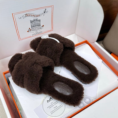 HM Oran Sandal Chocolate Wool 598201