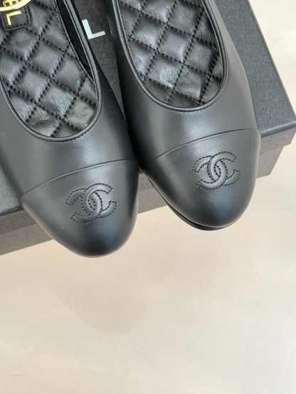 CC 26C Ribbon Double C Camellia Mary Jane Black Lambskin