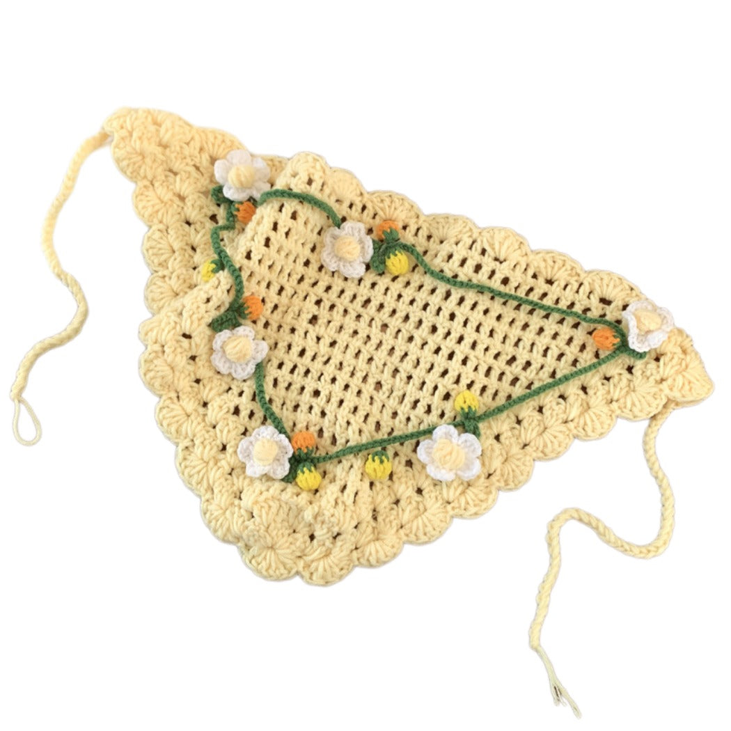 Haila - Floral Lace Crochet Triangle Scarf - Boho Chic