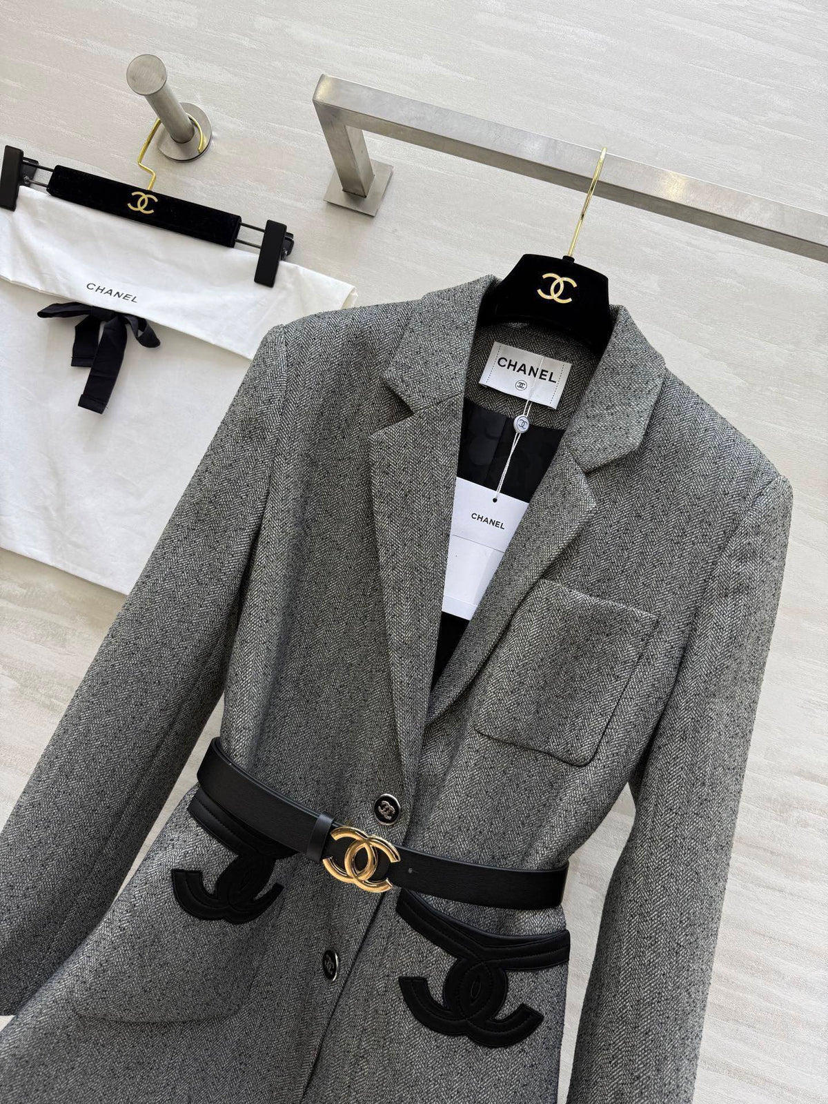 CC 26s Fitted Blazer Grey Wool Blend 352329