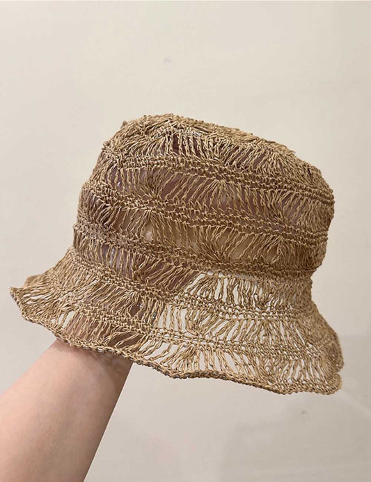 Minimalist Hollow Out Handwoven Straw Bucket Hat