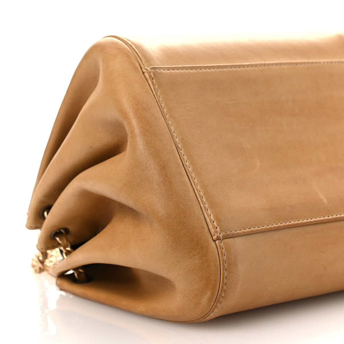 Lambskin Chocolate Bar Accordion Reissue Flap Beige