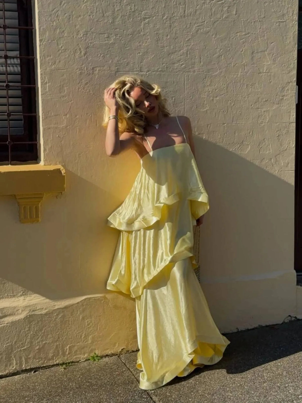 Seraphina Tiered Satin Maxi Dress