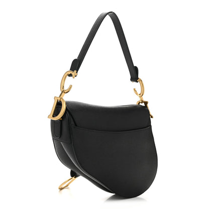 Grained Calfskin Saddle Bag Black