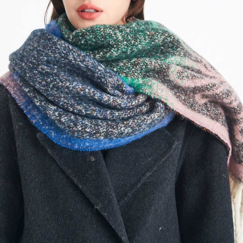 Winter Flower Print Long Shawl Warm Scarf