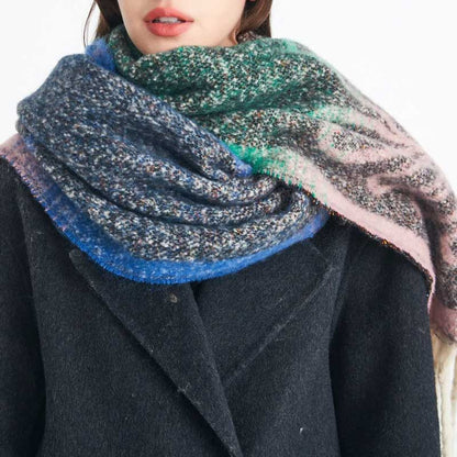 Winter Flower Print Long Shawl Warm Scarf