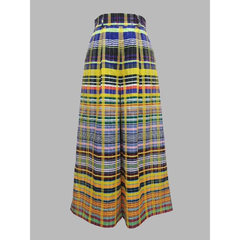 Loose Wide Leg Checkerboard Printed Casual Pants Bottoms Pants