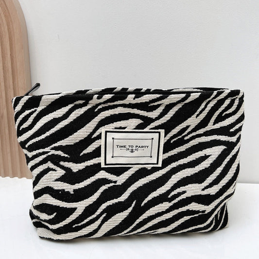 Cosbai - Leopard Print Canvas Lined Makeup Bag
