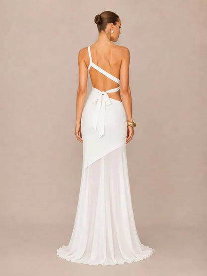 Liliana One-Shoulder Sleeveless Open-Back Maxi Dress