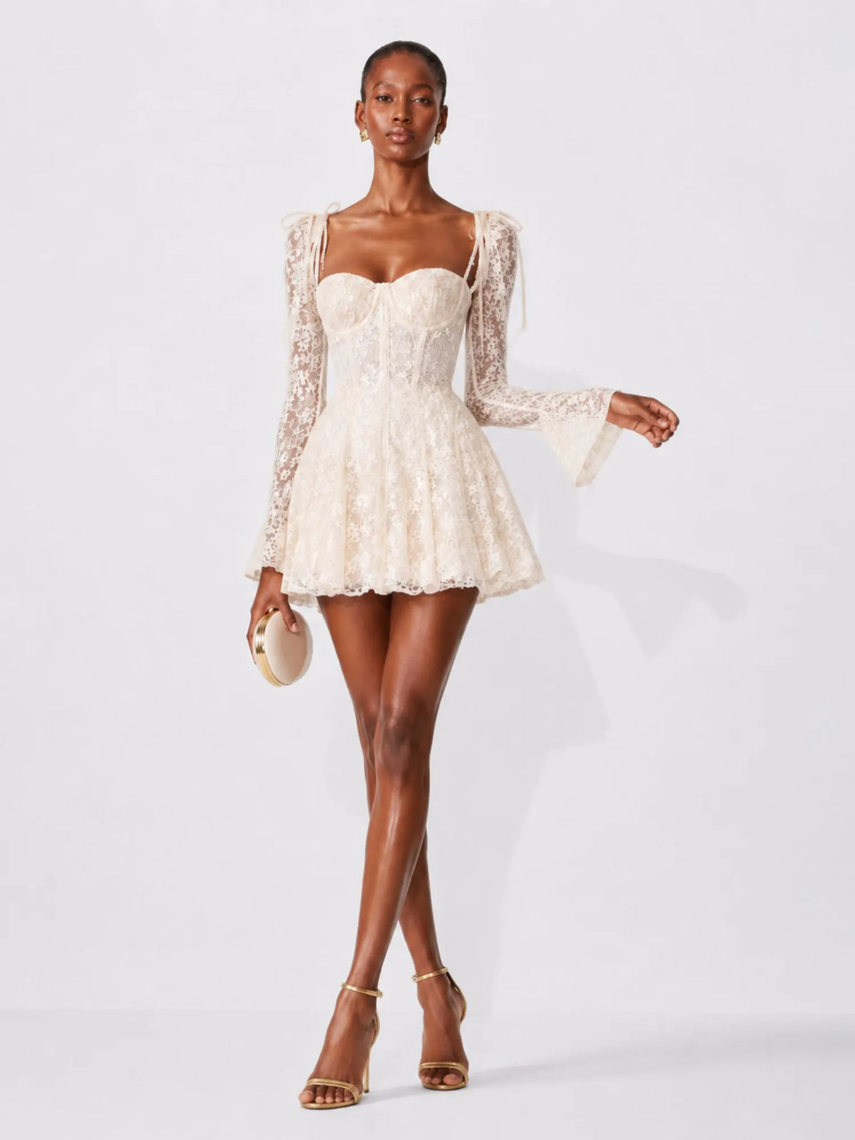 Rafaela Lace Square-Neck Mini Dress In White