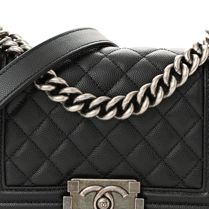 Caviar Quilted Small Boy Flap Black