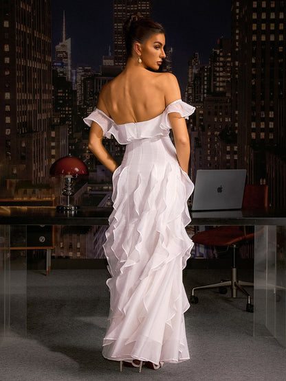 Anika Off Sholder Ruffle Maxi Dress