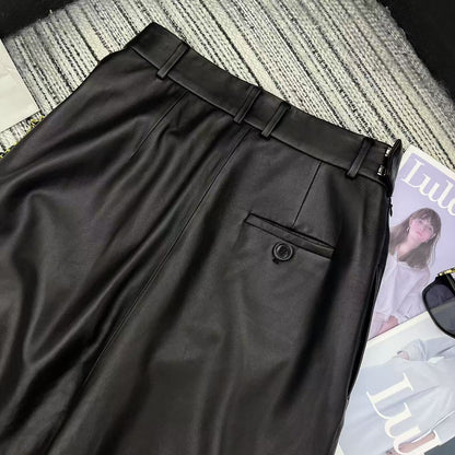 Loewe Wide-Leg Trousers Black Nappa Leather 348563