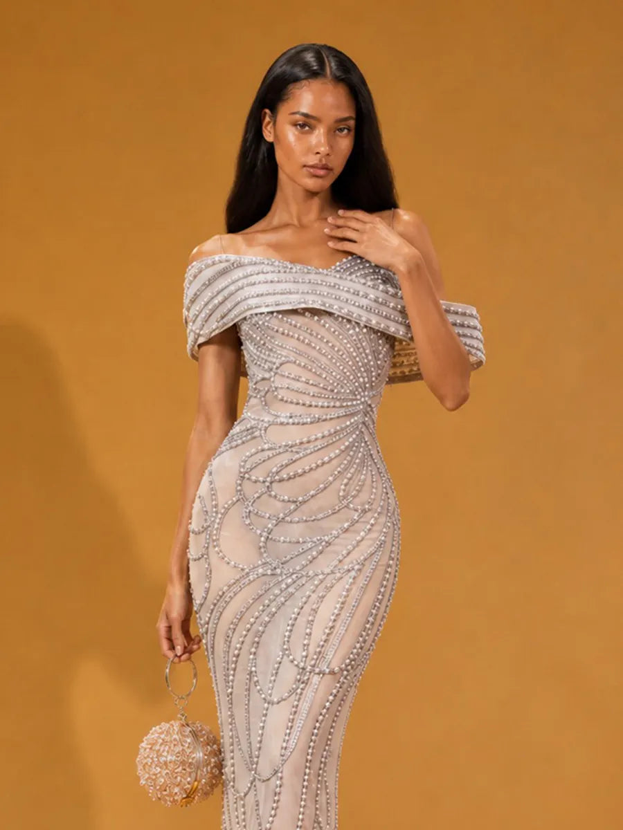 Isabella Luxurious Beaded Slim-Fit Maxi Dress