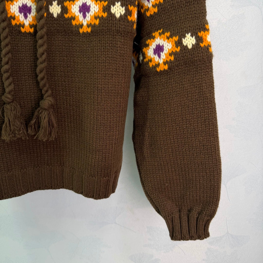 Miu 26s Isle Hooded Sweater Brown Wool 345074