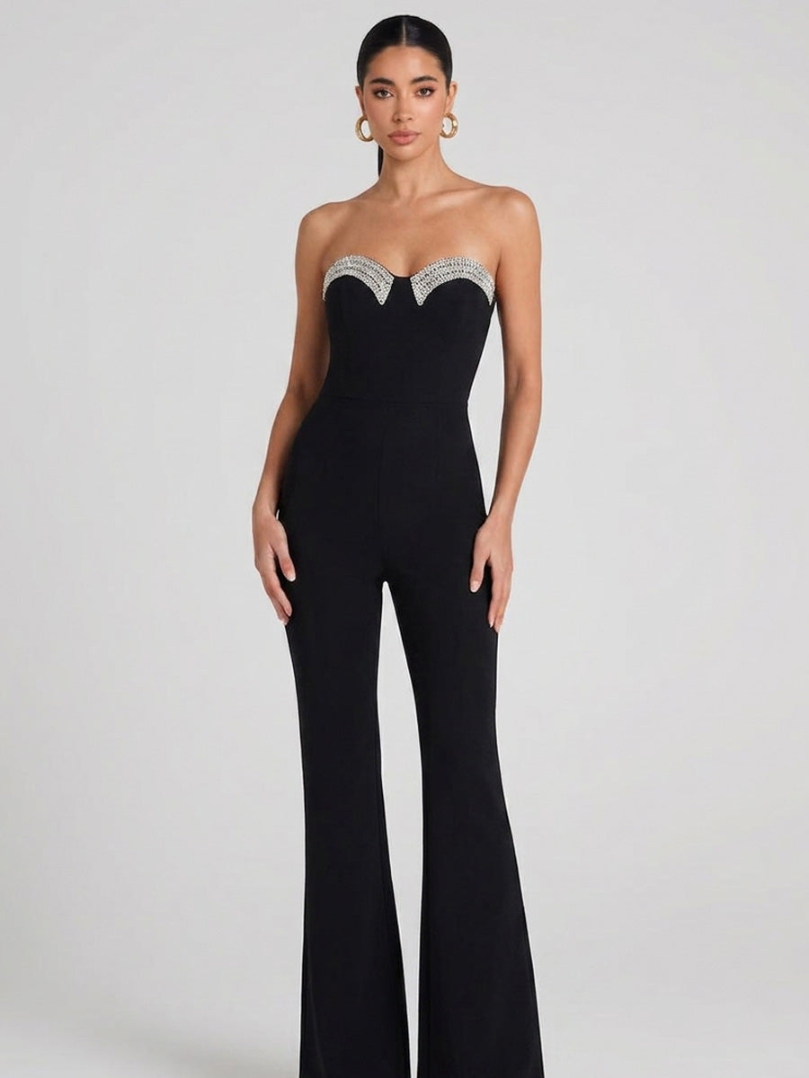 Zara Strapless Rhinestone Bandage Jumpsuit