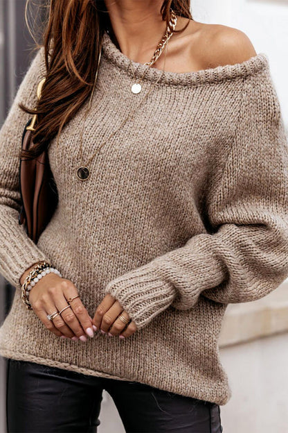 Women  Ribbed Knitted Oversized Pullover Sweater