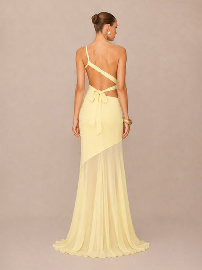 Liliana One-Shoulder Sleeveless Open-Back Maxi Dress