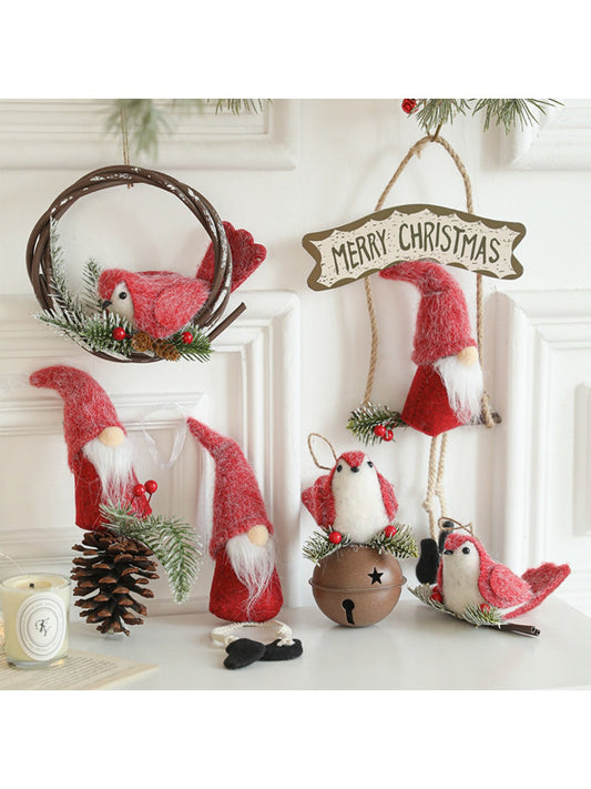 Xris - Classic Red Felt Christmas Tree Decor Hanging Ornaments
