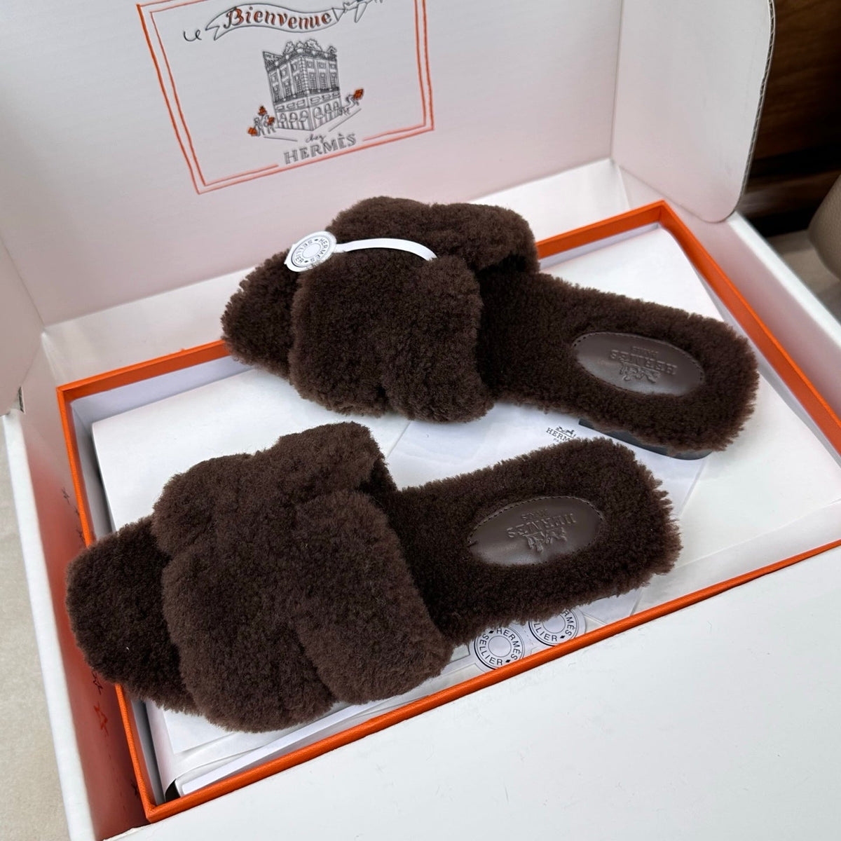 HM Oran Sandal Chocolate Wool 598201
