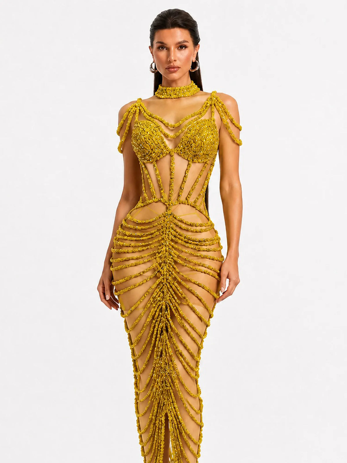 Olivia Rhinestone Cut-Out Maxi Dress